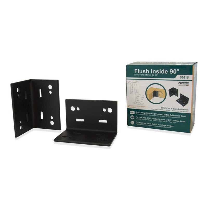 Ozco Building Products 56615 Flush Inside 90-degree Plate Connector (2 per Pack),Black - Image 2